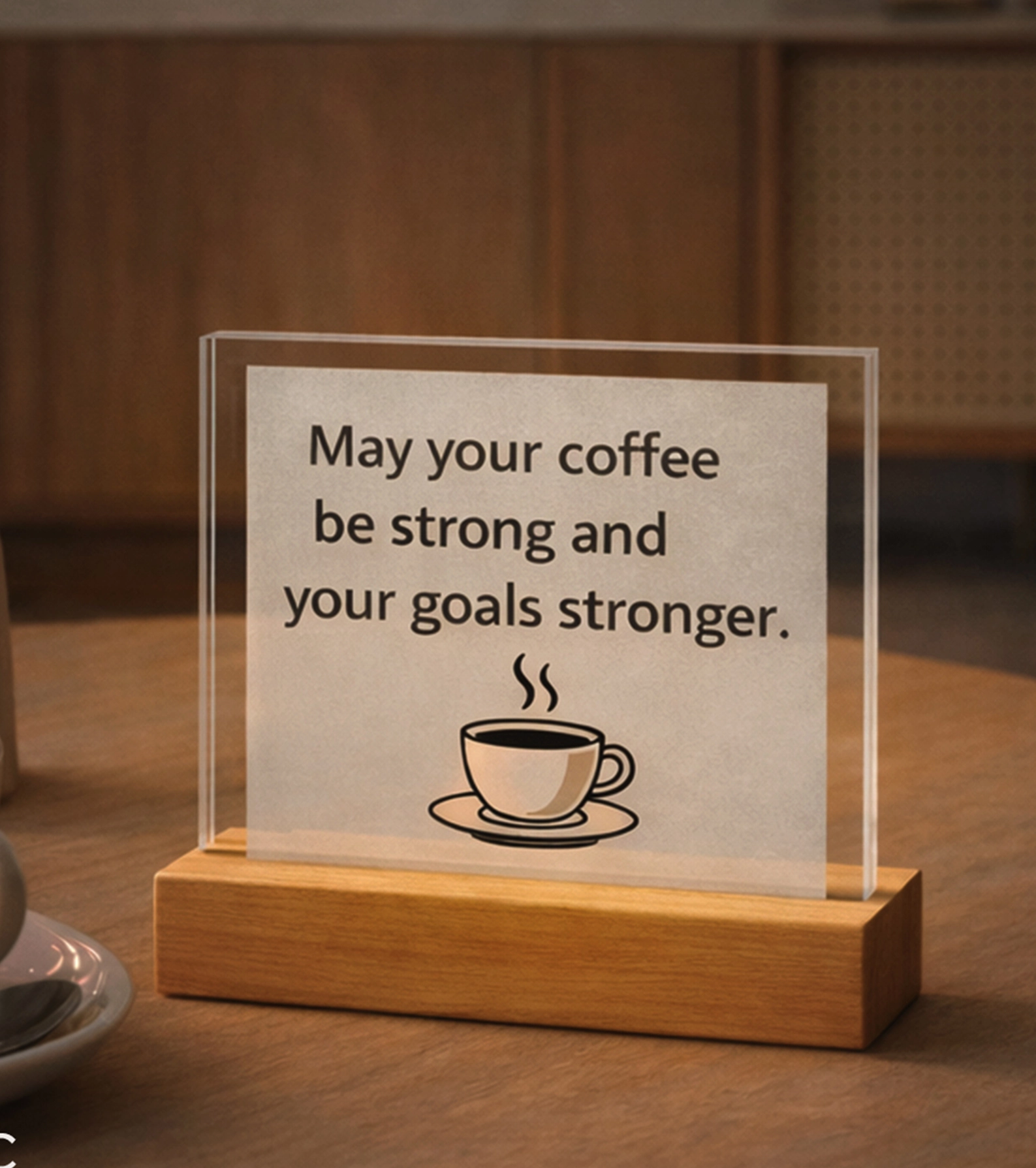 Acrylic Display Stand with Wooden Base